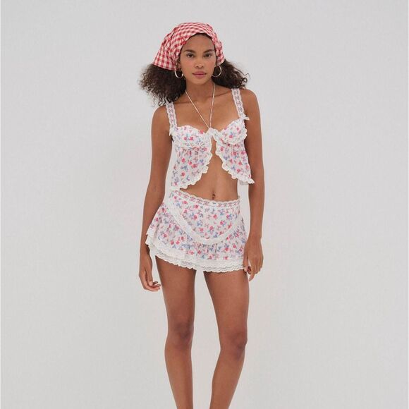 For Love And Lemons Dresses & Skirts - For Love & Lemons Ditsy Day - Cropped Bra Top + Skirt  | Small | NWT